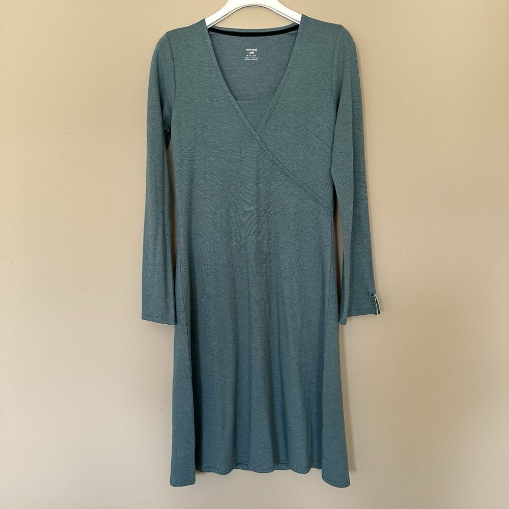 Horny Toad & Co Long Sleeve Dress Women M Casual Blue Knee Length Vneck Granola